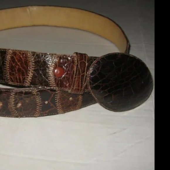 ❤️Amazing MONTANA MEXICO Exotic Patchwork Alligator Skin / Leather +Buckle 34 38 - Picture 10 of 10